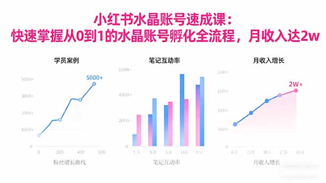 2025小红书水晶账号速成课：快速掌握从0-1水晶账号孵化全流程，月收入达2w-摇钱树