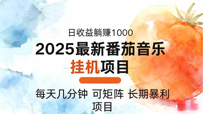 2025年最新番茄音乐人挂机项目，每天几分钟，月入1000＋，可矩阵，一台…-摇钱树